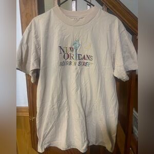 Vintage New Orleans Bourbon Street Embroidered Adult L Cotton Tee unique rare